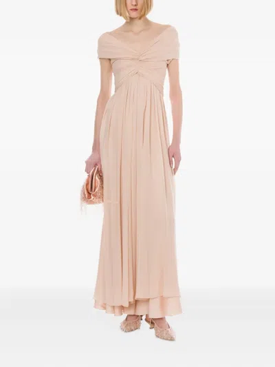 Alberta Ferretti Light Pink Dress In Silk Georgette Women In Neutral