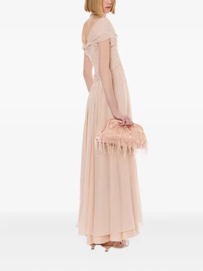 Alberta Ferretti Light Pink Dress In Silk Georgette Women In Neutral