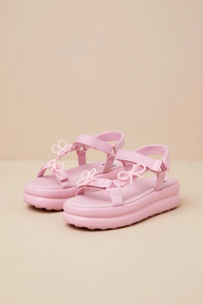 Camper Twins Pink Floral Bow Strappy Flatform Sandals