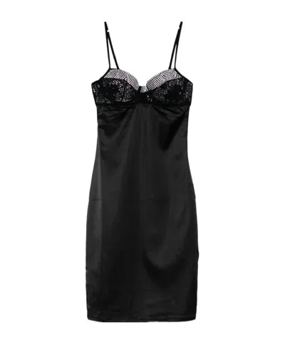 Oseree Oséree Black Stretch Satin Dress