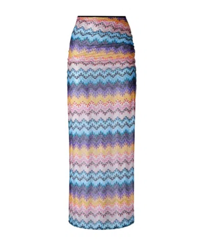 Missoni Mare Embellished Printed Metallic Mesh Maxi Skirt