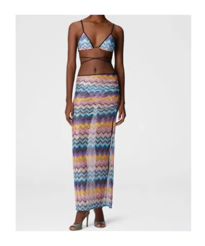 Missoni Mare Embellished Printed Metallic Mesh Maxi Skirt