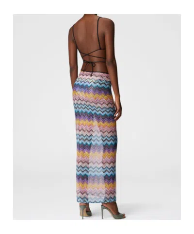 Missoni Mare Embellished Printed Metallic Mesh Maxi Skirt