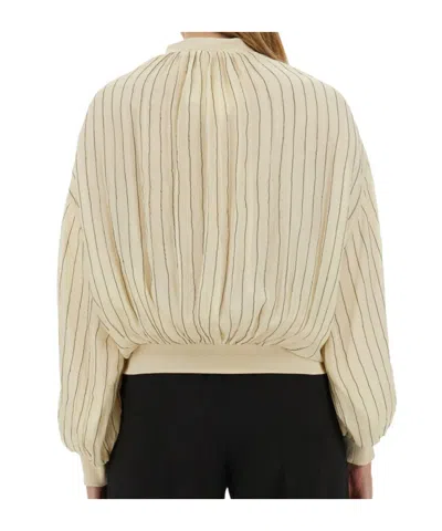 Alysi Silk Bomber Jacket With Subtle Stripes
