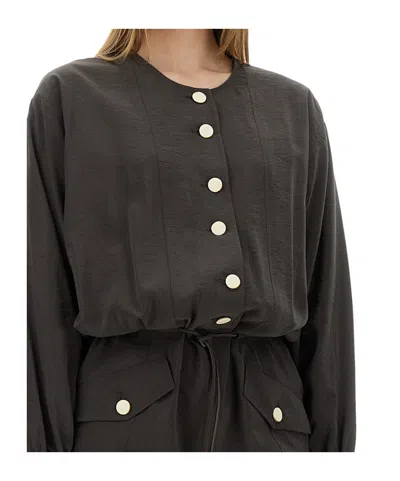 Alysi Short Silk Canvas Jumpsuit In Black