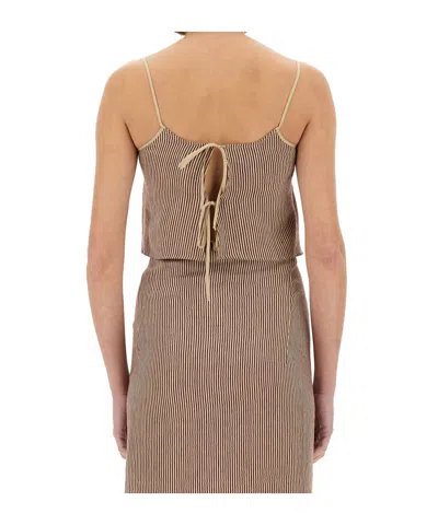 Alysi Micro Stripe Top With Laces