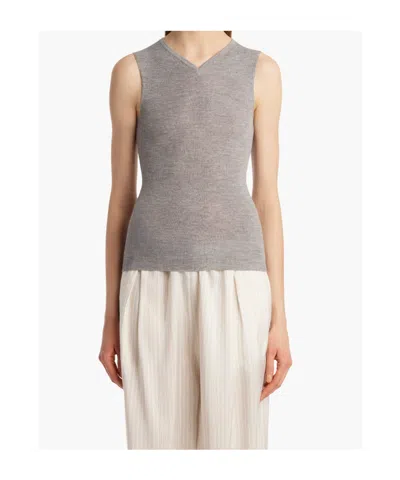 Khaite Renato Rib Merino Wool Blend Sleeveless Sweater
