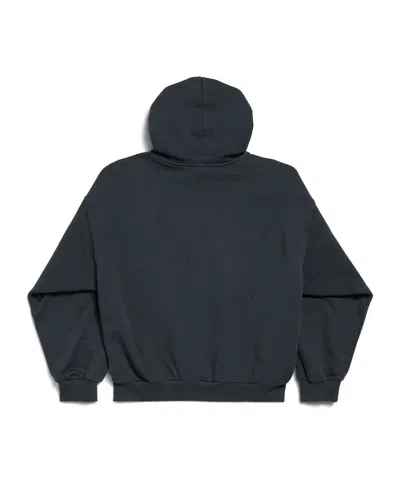 Balenciaga Black Hoodie With Fixed Hood And Logo Lettering On The Front In Cotton Man In Blue