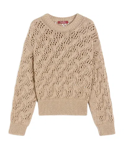 Max Mara Diamond-patterned Cordonnet Sweater In Gray