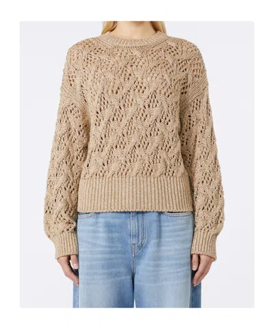 Max Mara Diamond-patterned Cordonnet Sweater In Gray