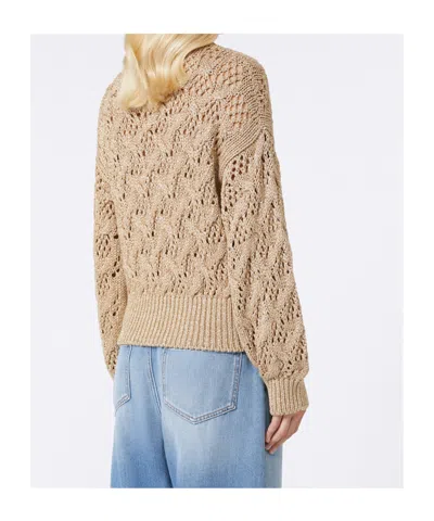 Max Mara Diamond-patterned Cordonnet Sweater In Gray