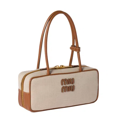 Miu Miu Canvas-leather Beau Top-handle Bag