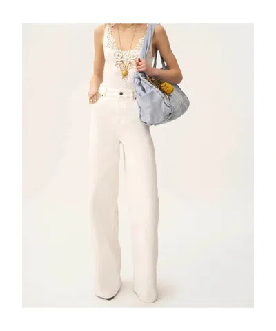 Chloé High-rise White Denim Wide-leg Palazzo Pants