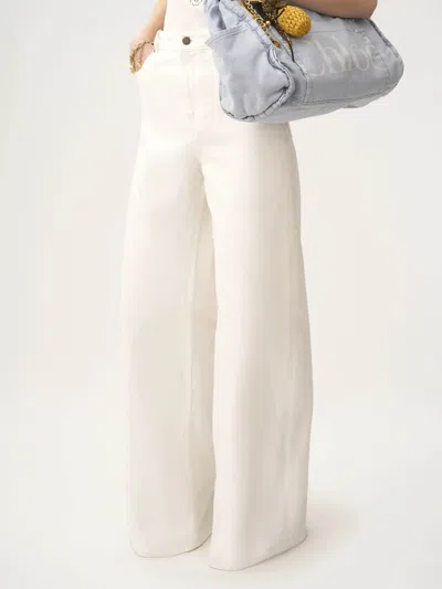 Chloé High-rise White Denim Wide-leg Palazzo Pants
