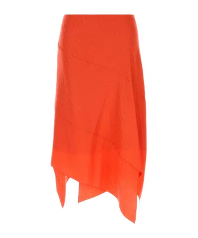 Fendi Women Coral Silk Skirt In Orange
