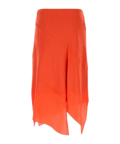 Fendi Women Coral Silk Skirt In Orange