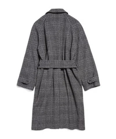 Balenciaga Vintage Checked Wool One Layer Raglan Coat Clothing In Black