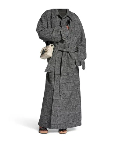 Balenciaga Vintage Checked Wool One Layer Raglan Coat Clothing In Black