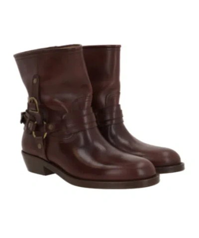 Isabel Marant Brown Boots With Slouched Shaft And Decorative Straps In Gray