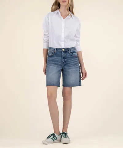 Kut From The Kloth Hailey High Rise Bermuda Shorts In Vigor With Dark Base Wash