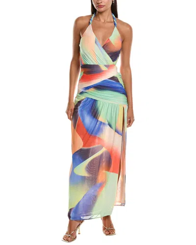 Nicholas Drue Draped Asymmetrical Midi Dress In Multi