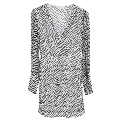 Maje Ribane Zebra Print Mini Dress In Black And White Viscose