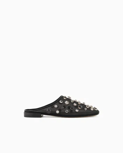 Giorgio Armani Gem Studded Mesh Ballerina Mules