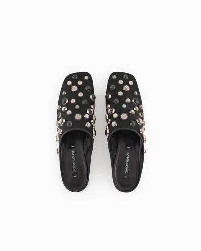 Giorgio Armani Gem Studded Mesh Ballerina Mules