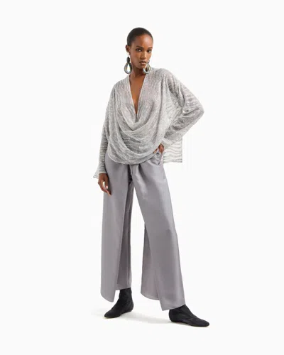 Giorgio Armani Draped Blouse With Lurex And Crystal Embroidery