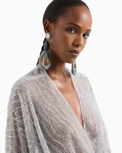 Giorgio Armani Draped Blouse With Lurex And Crystal Embroidery