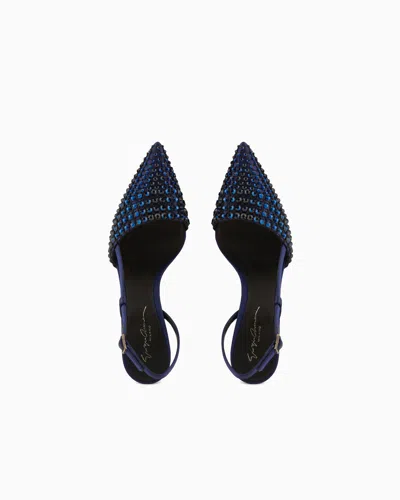 Giorgio Armani Satin, Mesh And Rhinestone Slingbacks