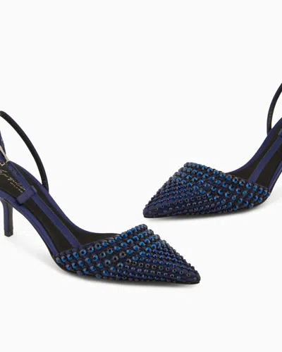 Giorgio Armani Satin, Mesh And Rhinestone Slingbacks