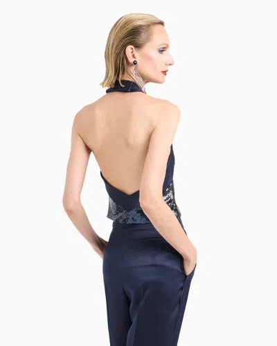 Giorgio Armani Tulle Top Embroidered With Sequins