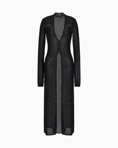 Giorgio Armani Long Cardigan In A Metallic Viscose Blend