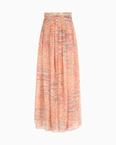 Giorgio Armani Long Skirt In Printed Silk