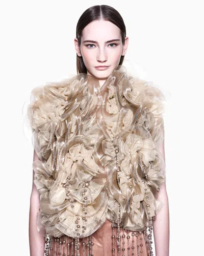 Giorgio Armani Crinoline And Tulle Cape With Fringes