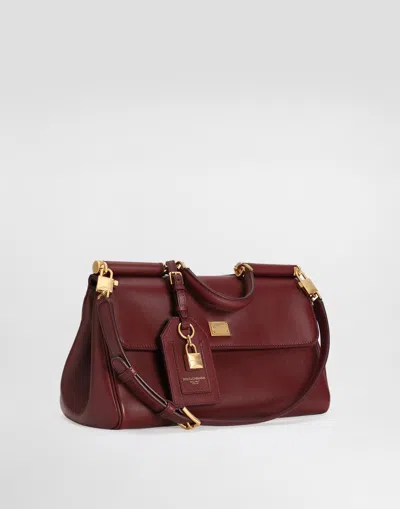 Dolce & Gabbana Medium Sicily Padlock-embellished Leather Handbag In Red