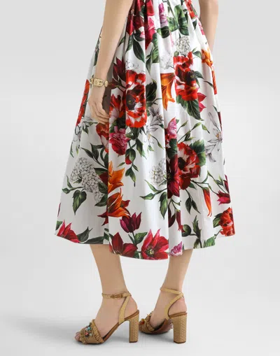 Dolce & Gabbana Flower-print Sleeveless Poplin Dress In Animal Print