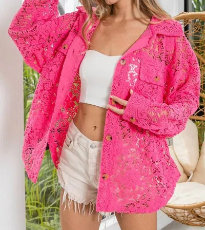 Bibi Oversized Lace Shacket In Fuchsia