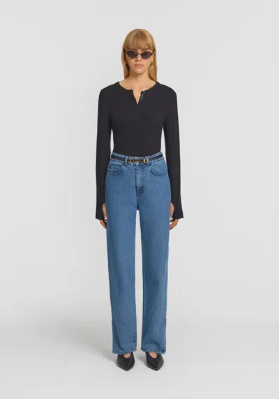 Viktoria & Woods Clique Rib Henley In Black