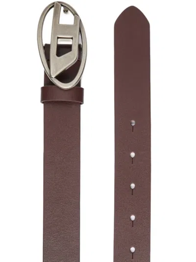 Diesel Kids Leather Belt With Buckle In Brown