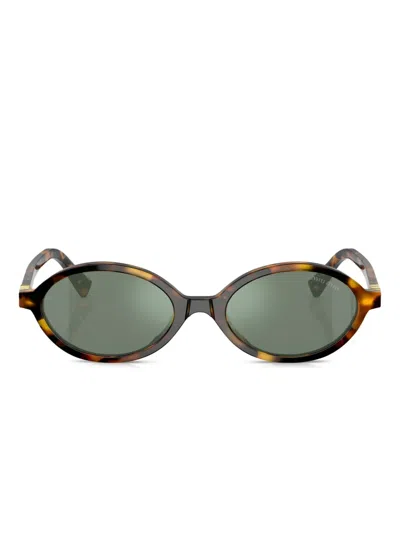 Miu Miu Regard Oval-frame Sunglasses In Brown