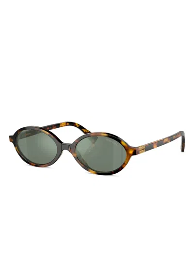 Miu Miu Regard Oval-frame Sunglasses In Brown