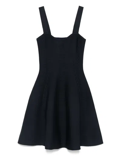 Maje Womens Square-neck Embroidered Knitted Mini Dress Navy In Blue