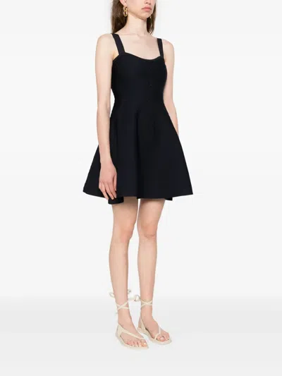 Maje Womens Square-neck Embroidered Knitted Mini Dress Navy In Blue
