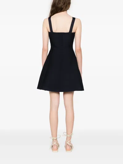 Maje Womens Square-neck Embroidered Knitted Mini Dress Navy In Blue