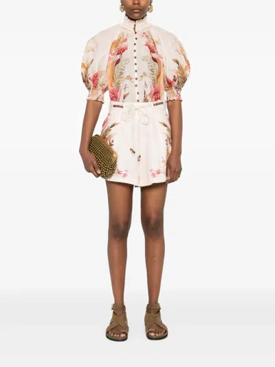 Zimmermann Ascension Billowed Ramie Shirt In Multi