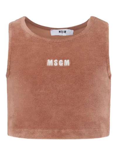 毛巾布无袖短款上衣