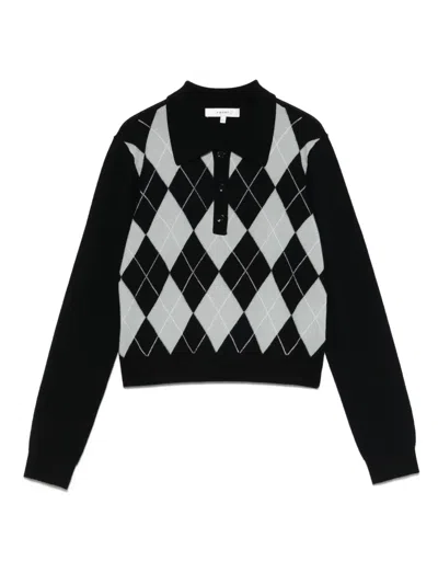 Frame Cropped Diamond Print Wool Blend Polo