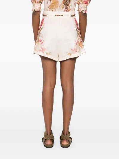 Zimmermann Ascension Linen Tuck Shorts In Neutral